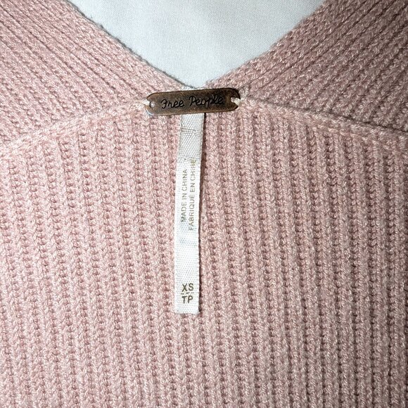 Free People | Oversized Rose Gingersnap Cashmere Blend Ribbed Knit Sweater | XS - Picture 3 of 11